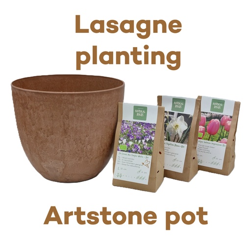 [AC99076] Bollenlasagne met Artstone pot Oak - BIO